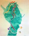 Portrait Sebastian Winteler — Bunte Linie und Aquarell auf Büttenpapier, 40×60 cm