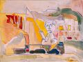 Fischender Junge — 1977, Oelpastell und Aquarell auf Papier, 20×30 cm