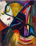 Der Geiger — 1985, Oelkreide und Farbstift auf Papier, 20×30 cm