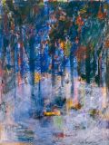 Morgennebel im Wald — 1986, Mischtechnik, 40×60 cm