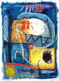 Kaminfeuer — 1986, Mischtechnik auf Bütten, 40×60 cm