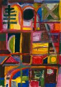 Herbstsonne am Abend — 1986, Mischtechnik auf Bütten, 40×60 cm