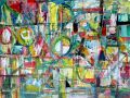 Aufregung im verwilderten Garten — 1986, Mischtechnik auf Bütten, 40×60 cm