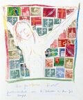 Der gemarterte Fixer — 1988, Bunte Linie und Collage, 20×30 cm