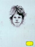 Skizze zum Portrait von Deborah Boscetti — 1988, Tusche auf Papier, 20×30 cm