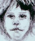 Detail von der Skizze des Portraits Deborah Boscetti — Tusche auf Papier, 20×30 cm
