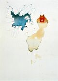 Gedanke eines Huhns — 1988, Mischtechnik auf Papier, 20×30 cm