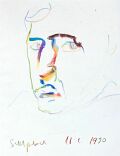 Selbstportrait 2, 18.2.1990 — Bunte Linie auf Papier, 20×30 cm