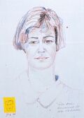 Skizze zum Portrait von Felice Kälin — 1990, Bunte Linie und Farbstifte auf Papier, 20×30 cm