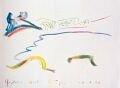 Yepton Beach, Antigua — 1990, Bunte Linie auf Papier, aus dem Antigua-Reisebuch, 20×30 cm