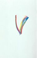 V wie Venus — 1990, Bunte Linie auf Papier, aus dem Antigua-Reisebuch, 20×30 cm