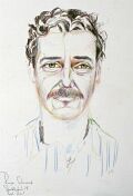Skizze zum Portrait Roger Schawinski — 1990, Mischtechnik auf Papier, 20×30 cm