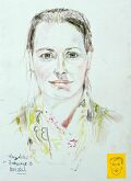 Skizze zum Portrait von Karin Eicher — 1990, Mischtechnik auf Papier, 30×40 cm