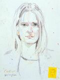 Skizze zum Portrait von Carolina Kringlen — 1990, Mischtechnik auf Papier, 30×40 cm