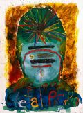 Portrait von Stefan Pierlen — 1990, Bunte Linie und Mischtechnik auf indischem Büttenpapier, 40×60 cm