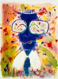 Portrait von Walter Roderer — 1990, Bunte Linie und Mischtechnik auf indischem Büttenpapier, 40×60 cm
