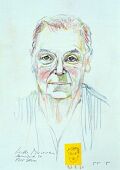 Skizze zum Portrait von Walter Roderer — 1990, Mischtechnik auf Papier, 30×40 cm