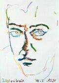 Selbstportrait 20.2.1990 — Bunte Linie auf Papier, 30×40 cm