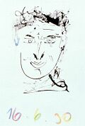 Selbstportrait 16.6.1990 — Tusche auf Papier, 20×30 cm