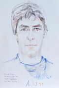 Skizze zum Portrait von Daniel Fokas — 1991, Farbstift auf Papier, 30×40 cm