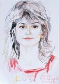 Skizze zum Portrait von Conny Grob — 1991, Farbstift auf Papier, 30×40 cm