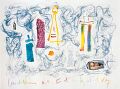 Leuchttürme und Fische — 1991, aus dem Kalifornien-Reisebuch, Mischtechnik auf Papier, 40×30 cm