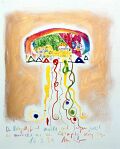 Osterjellyfish macht sich Sorgen, weil er aussieht wie ein Atompilz — 1991, aus dem Kalifornien-Reisebuch, Mischtechnik auf Papier, 40×30 cm