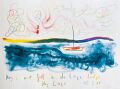 Keys und Golf vor der Largo Lodge — 1991, aus dem querformatigen Florida-Reisebuch, Mischtechnik auf Papier, 40×30 cm