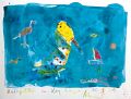 Nachtpelikan in Key Largo — 1991, aus dem querformatigen Florida-Reisebuch, Mischtechnik auf Papier, 40×30 cm