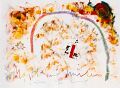 Steppenbrand — 1990, Bunte Linie und Kupferdruckfarbe auf Papier, 20×30 cm