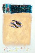 Gestreifter Carefree-Fisch im Goldmeer — 1991, aus dem Venezuela-Reisebuch, Mischtechnik auf Papier, 20×30 cm
