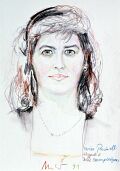 Skizze zum Portrait von Marisa Pacciarelli — 1991, Bunte Linie auf Papier, 30×40 cm