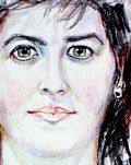 Detail der Skizze zum Portrait von Marisa Pacciarelli — 1991, Bunte Linie auf Papier, 30×40 cm