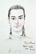 Skizze zum Portrait von Roland Brand — 1991, Bunte Linie auf Papier, 30×40 cm