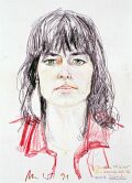 Skizze zum Portrait von Christa Meier — 1991, Bunte Linie auf Papier, 30×40 cm