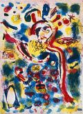 Der Falke und die Taube — 1992, dreifarbige Radierung, gedruckt von Peter Kneubühler