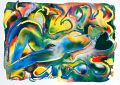 Azita im Halbschatten (Hommage an Gauguin) — 1992, Mischtechnik auf Bütten, 30×40 cm