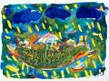 Regen über Male — 1992, aus dem Malediven-Reisebuch, Mischtechnik auf Papier, 30×40 cm