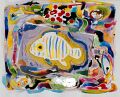 Bunte Fische — 1992, aus dem kleinen Malediven-Reisebuch, Mischtechnik auf Papier, 20×30 cm