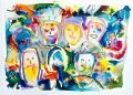 Singing in the Car — 1992, aus dem Kalifornien-Reisebuch, Mischtechnik auf Papier, 30×40 cm