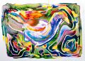 Huhn in Sacramento — 1992, aus dem Kalifornien-Reisebuch, Mischtechnik auf Papier, 30×40 cm