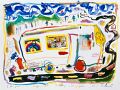 Camper im Squirrel-Valley, Sequoia — 1992, aus dem Kalifornien-Reisebuch, Mischtechnik auf Papier, 30×40 cm
