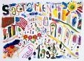 Titelseite des Sacramento-(Kalifornien-)Reisebuches — 1992, Mischtechnik auf Papier, 30×40 cm