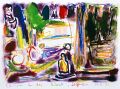 Camper in der Nacht, Sequoia — 1992, aus dem Kalifornien-Reisebuch, Mischtechnik auf Papier, 30×40 cm