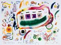Touristenbus am Dorfeingang — 1992, aus dem Sri-Lanka-Reisebuch, Mischtechnik auf Papier, 30×40 cm