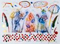 Souvenirshop-Szene im Ramayana — 1992, aus dem Bali-Reisebuch, Mischtechnik auf Papier, 30×40 cm