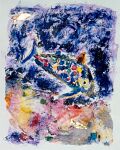 Raubfisch lauert — 1992, aus dem kleinen Bali-Reisebuch, Mischtechnik auf Papier, 20×30 cm
