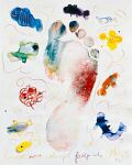 Leave some colourful footprints — 1992, aus dem kleinen Bali-Reisebuch, Mischtechnik auf Papier, 20×30 cm