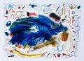 Der Präsident im gepanzerten Igel-Stachelfisch — 1992, aus dem Bali-Reisebuch, Mischtechnik auf Papier, 30×40 cm