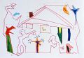 Bauplan eines Hauses — 1992, aus dem Bali-Reisebuch, Mischtechnik auf Papier, 30×40 cm
